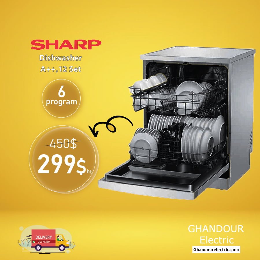 Sharp, Dishwasher, 6 Washing Programs, 12 Settings, White (QWMB612WH3